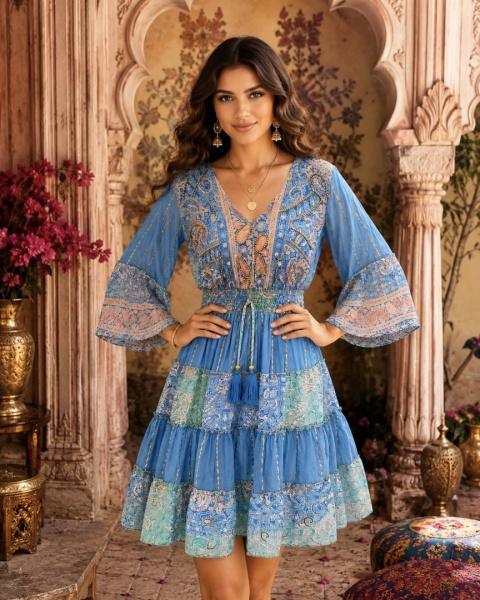 Sukienka Boho Premium Indigo Sky