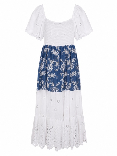Indigo Riviera – Bawełniana Sukienka Hiszpanka Maxi