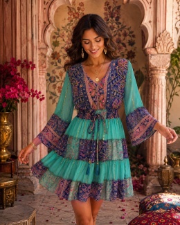 Sukienka Premium Boho - Turkus Boho