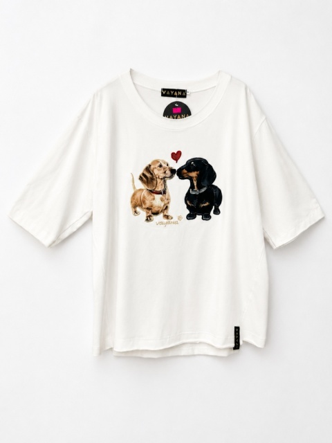 T-shirt „Jamniki Vayana” – White 🤍🐾Rozmiar 3