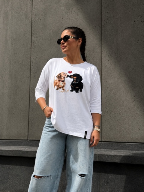 T-shirt „Jamniki Vayana” – White 🤍🐾Rozmiar 3