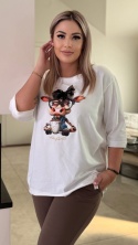 T-shirt Vayana Krowa z kawą - biała, rozmiar 3