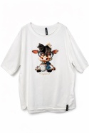 T-shirt Vayana Krowa z kawą - biała, rozmiar 3