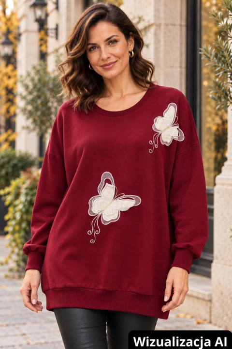 Bluza premium „Motyle 3D” – bordo