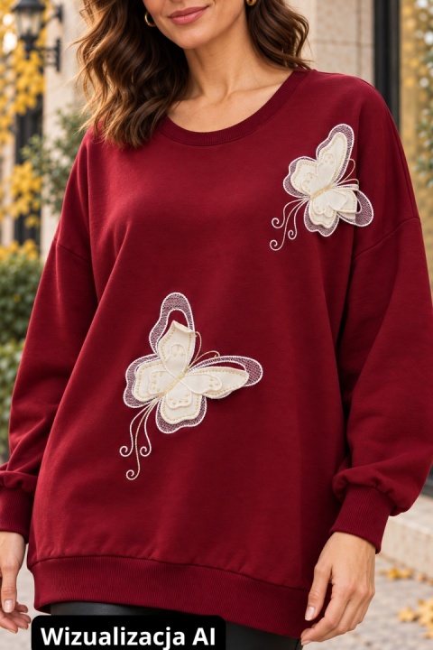 Bluza premium „Motyle 3D” – bordo