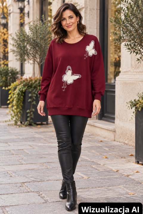 Bluza premium „Motyle 3D” – bordo